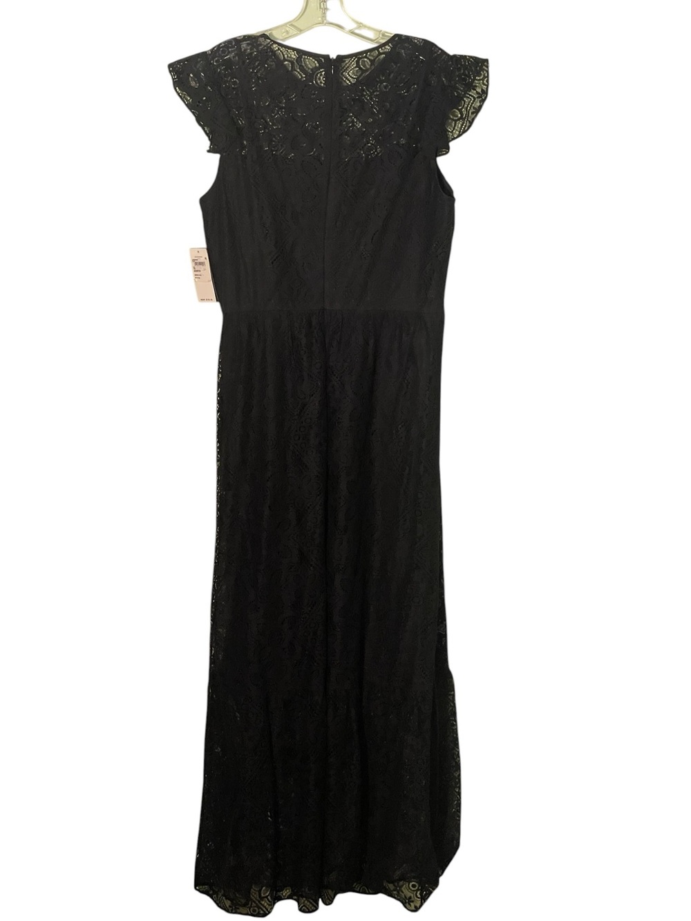 NWT-Lauren Ralph Lauren black lace maxi with flutter sleeves. Size 12. - Picture 6 of 10